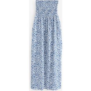 Threadbare Threadbare Blue Floral 100% Cotton Jersey Bandeau Maxi Dress with Pockets