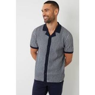 Threadbare Textured Stribet Revere Collar Knitted SkjorterMiddel