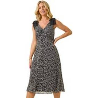 Roman Roman Black Petite Spot Print Bow Midi Dress