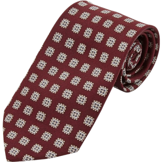 Bredt Bordeaux Geometrisk Slips i Silke