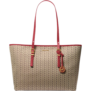 Quinn Large MK2000 Logo Jacquard Tote Bag - Michael Kors - Red - ONE SIZE