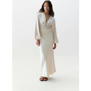 Gina Tricot-Satin midaxi dress-satinkjoler-Beige-34-Dame