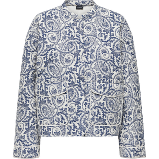 ONLY Onlhallie Quilted Jacket Cloud Dancer Aop:blue Tile Pri M