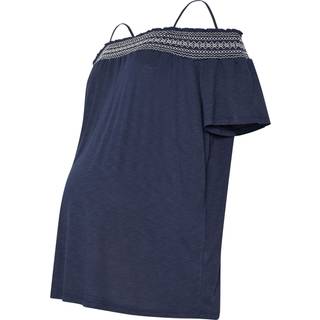 Lts Tall Maternity Navy Blue Embroidered Bardot Top 10 Lts | Tall Women's Maternity Tops