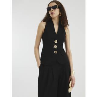 River Island Black Button Detail Waistcoatlarge