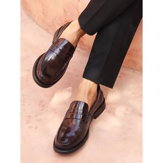 Off The Hook Off The Hook Red Monro Leather Penny Loafers Slip-On Shoes