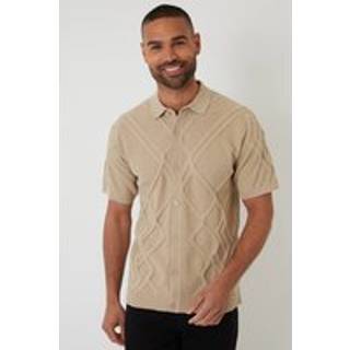 Threadbare Threadbare Brown Cable Knit Button Through Shirt