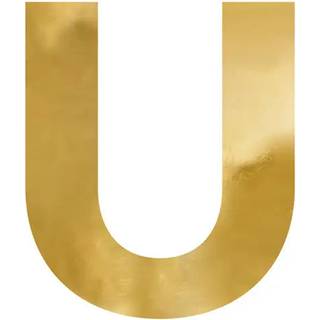 1 stk. Gylden spejlbogstav 'U' i slagfast polystyren, 52x61 cm, luksuriøs festdekoration