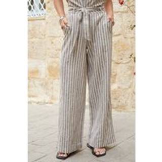 Threadbare Threadbare Brown Belted Linen Blend Wide Leg Trousers