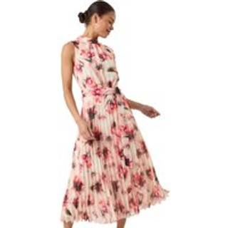 Roman Petite Blomster Plisseret Halterneck Midi Kjole40