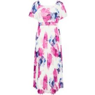 Yours Curve Yours Curve White London Abstract Square Neck Pleat Maxi Dress