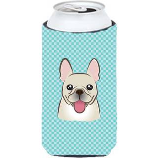 Checkerboard Blue French Bulldog Tall Boy Beverage Isulator Hugger BB1176TBC