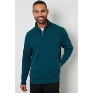 Threadbare Threadbare Dark Teal Quarter Zip Neck Sweatshirt