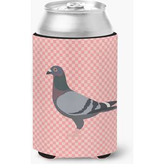 """" Caroline's Treasures Racing Pigeon Pink Check Decorative Can Hugger Multicolor """"
