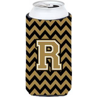 Brev R Chevron Black and Gold Tall Boy Beverage Isulator Hugger CJ1050-RTBC