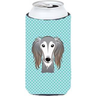 Checkerboard Blue Saluki Tall Boy Beverage Isulator Hugger BB1167TBC