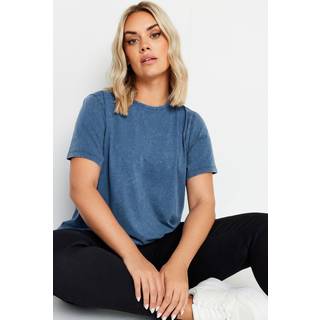Yours Curve Yours Curve Blue Set In Sleeve 100% Cotton T-Shirt