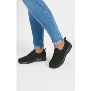 Yours Curve Extra-Bred pasform Slip On Diamante Trainerseu37