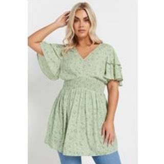 Yours Curve Yours Curve Green Flutter Sleeve Top