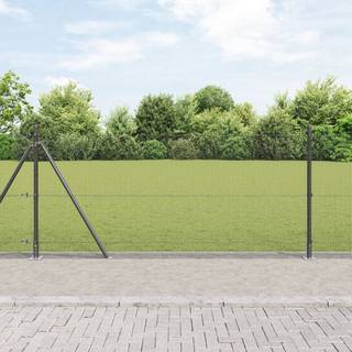 Grå Hegnspost Sæt 2 stk Grå Metal, PVC 10 x 1 m Robust