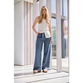 Lts Tall Blue Denim Wide Leg Jogger Long > 14 Lts | Tall Women's Wide Leg Trousers - Long 14