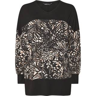 Yours Curve Yours Curve Black Butterfly Print Colourblock Top