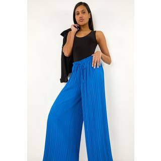 Roman Roman Blue Pleated Wide Leg Culottes