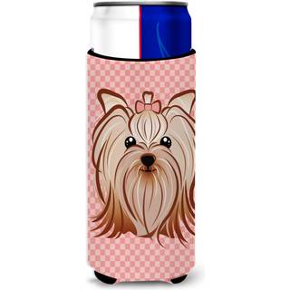 Pink -rutet Yorkie / Yorkshire Terrier Ultra Beverage Isolators til slanke dåser BB1138MUK