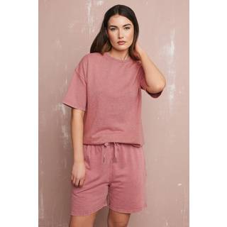 Lts Tall Pink Acid Wash Short Sleeve Sweat Tshirt 12 Lts | Tall Women's T-Shirts