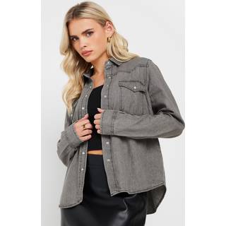 PixieGirl Petite PixieGirl Petite Grey Washed Denim 100% Cotton Shirt