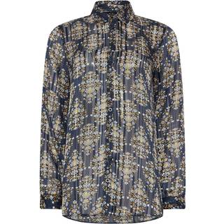 M & Co M & Co Blue Shadow Metallic Stripe Shirt