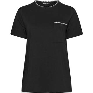 Yours Curve Yours Curve Black Whip Stitch Pocket 100% Cotton T-Shirt