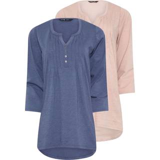 Lts Tall 2 Pack Light Pink & Blue Henley Tops 10 Lts | Tall Women's Women's Multipack Tops & Vests