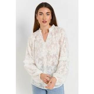 Lts Tall Ivory White Jacquard Floral Blouse 22 Lts | Tall Women's Shirts & Blouses