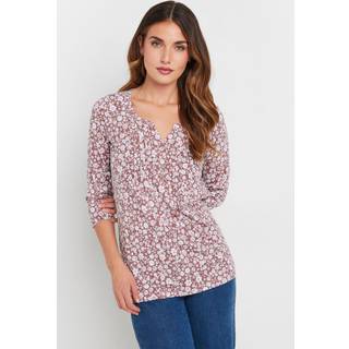 Lts Tall Blush Pink Ditsy Floral Henley Top 18 Lts | Tall Women's Basic Tops