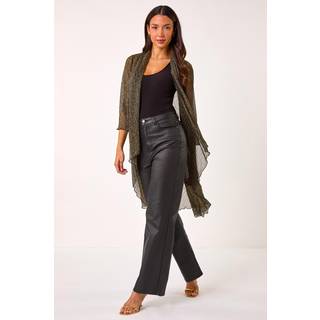 Roman Roman Metallic Shimmer Chevron Plisse Longline Kimono