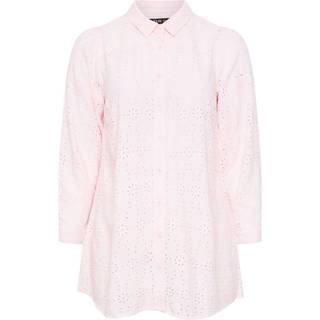 Yours Curve Yours Curve Pink Broderie Long Sleeve Shirt