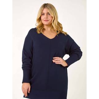 Roman Roman Blue Curve V-Neck Relaxed Jumper