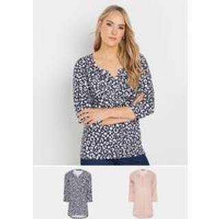 Lts Tall 2 Pack Navy Blue & Blush Pink Henley Tops 22-24 Lts | Tall Women's Women's Multipack Tops & Vests