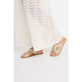 Yours Curve Yours Curve Gold Extra-Wide Fit Woven Wedge Mule Sandals