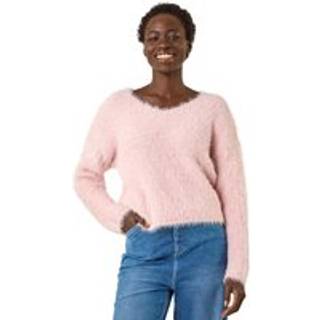 Roman Roman Pink V-Neck Fluffy Knit Jumper