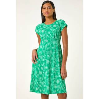 Roman Roman Green Floral Puff Print Midi Dress