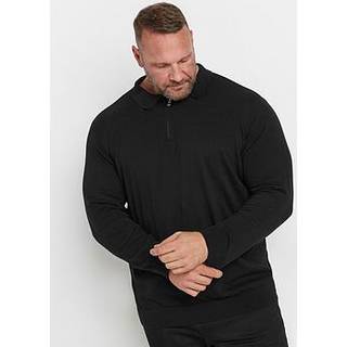 BadRhino Big & Tall BadRhino Big & Tall Black Long Sleeve Knitted Zip Polo Shirt