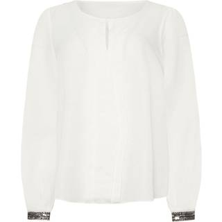 M & Co M & Co Cream Embellished Cuffed Pleated Blouse