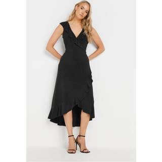 Lts Tall Women's Black Wrap Frill Dress Size 20