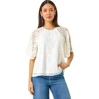 Roman Roman White Lace Angel Sleeve Top