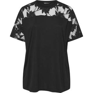 Yours Curve Yours Curve Black Boxy Burnout Panel T-Shirt