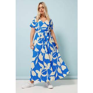 Yours Curve Yours Curve Aqua Blue Floral Wrap Dress