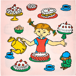 Muurla Pippi's Birthday Serviet 33x33 Cm - Servietter & Tilbehør Papir Rosa - 4-033-02