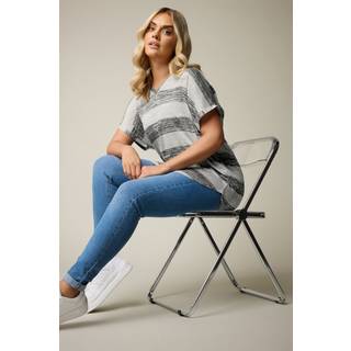Yours Curve Yours Curve Tekstureret Stribet T-shirt